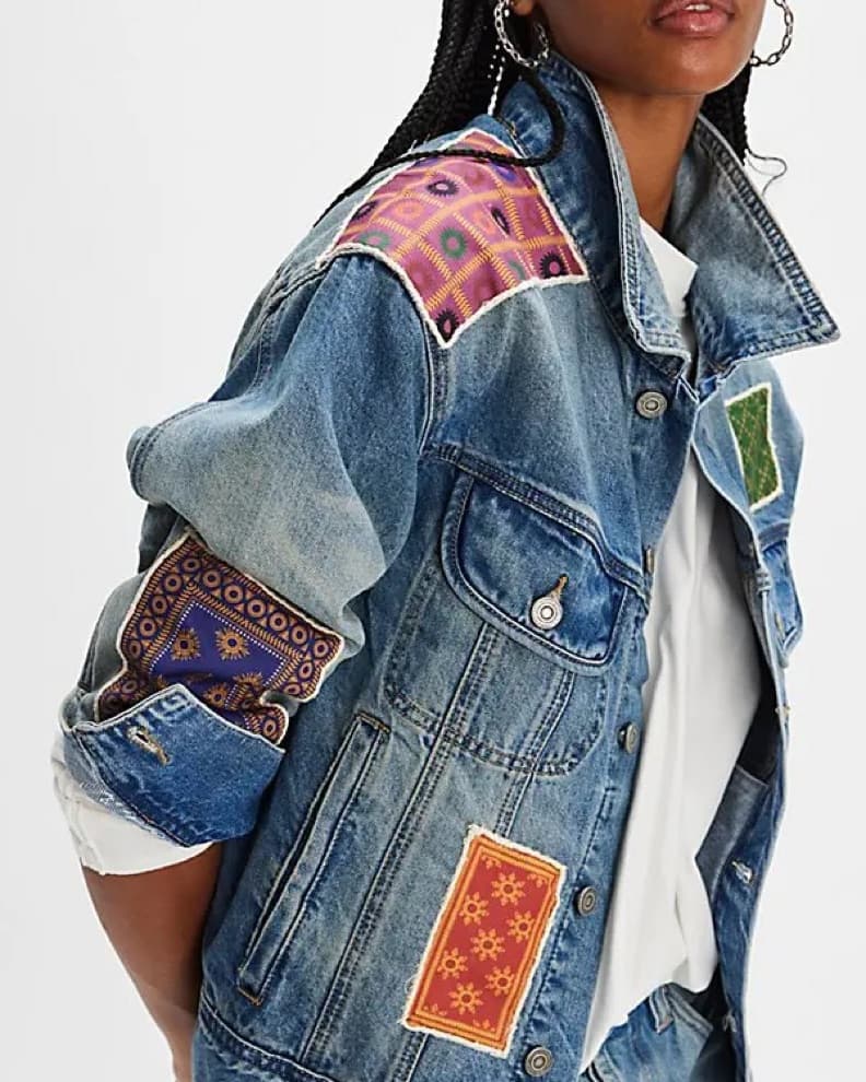 Found Kantha Denim Trucker Jacket  - Image 1