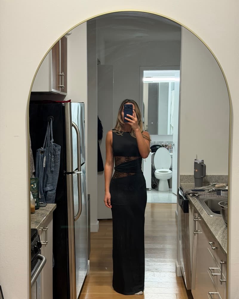 Lace Detailed Black Dress - Image 1