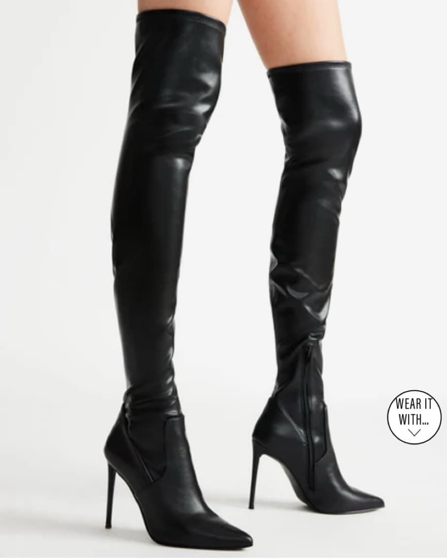 Edgy Black Leather Over-the-Knee Boots - Image 1