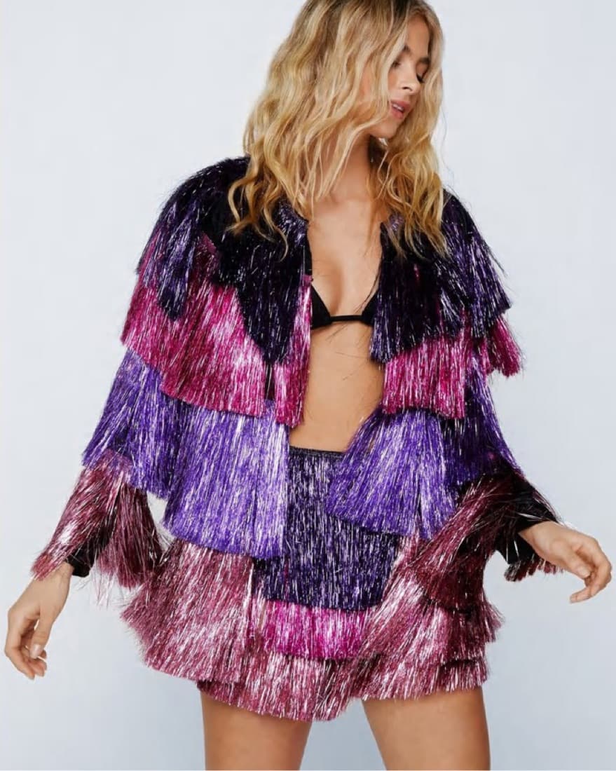 NastyGal Metallic Fringe Tinsel Jacket - Image 1