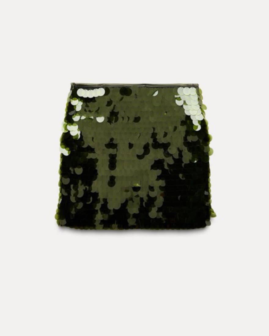 Zara Green Sequin Mini Skirt - Image 5