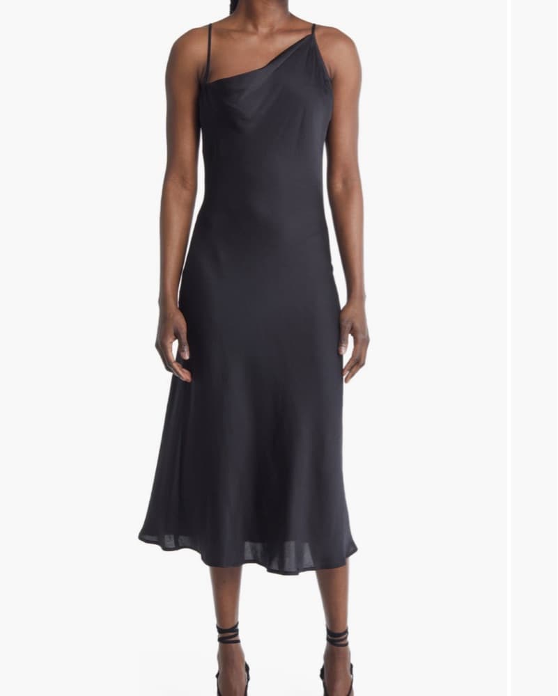 Aysemmteical Neck Satin Dress  - Image 1
