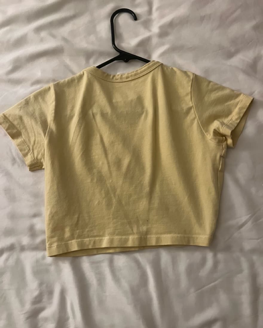 Yellow Cropped Fitted Tee Shirt - Image 2