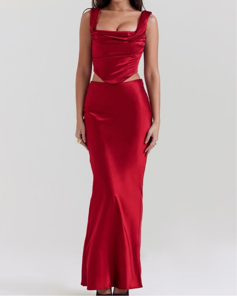 House Of CB Red Una Corset Sydel Skirt SMALL - Image 5