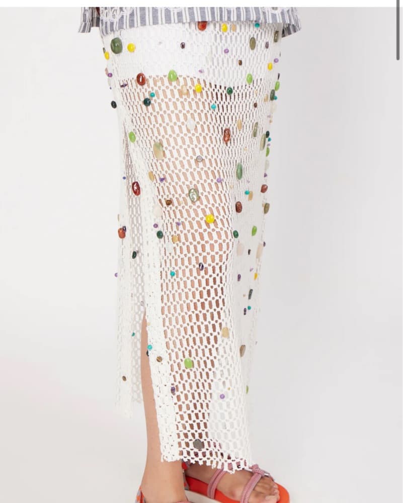 White Crochet Midi Skirt - Image 3