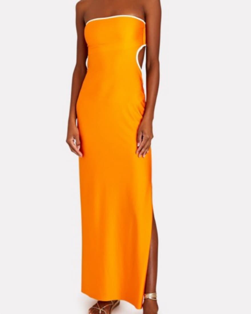 Baobab Mambo Strapless Satin Maxi Dress - Image 1