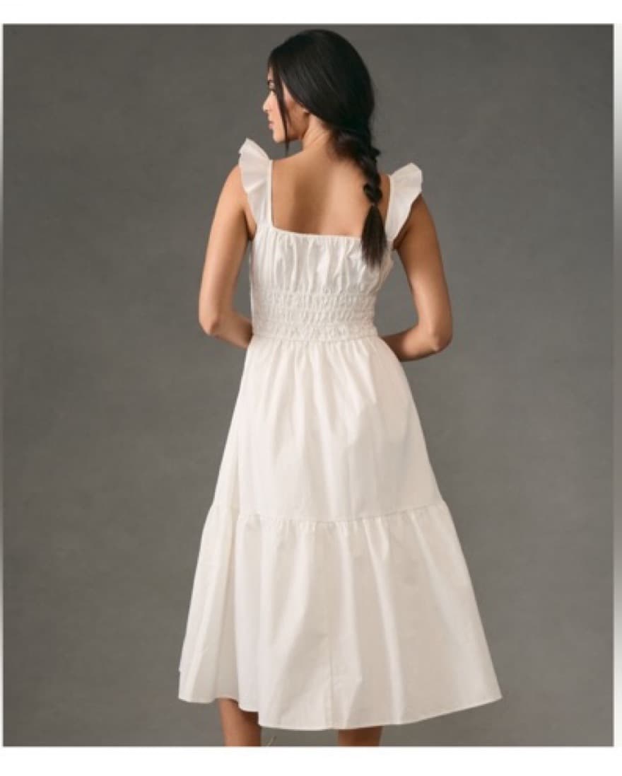 Anthro White square Neck midi Dress - Image 2