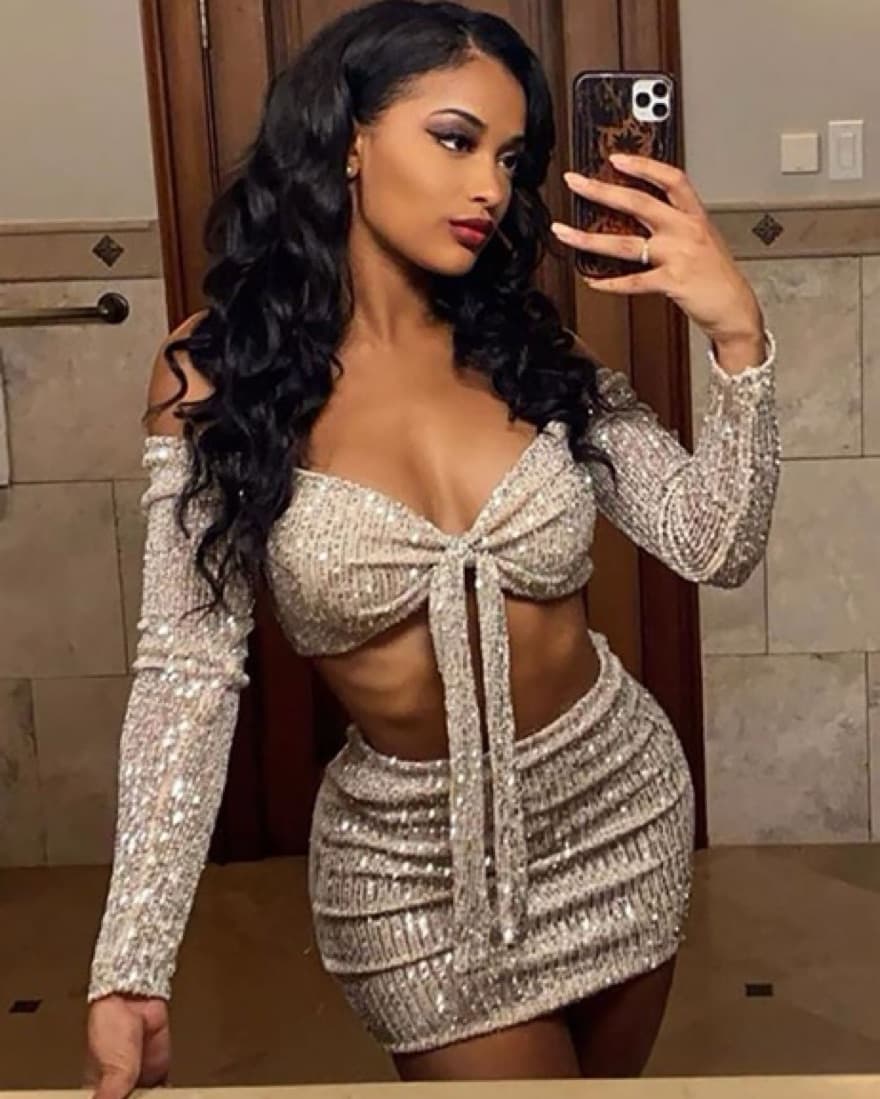 Two Piece Sequin Skirt Set - Image 1