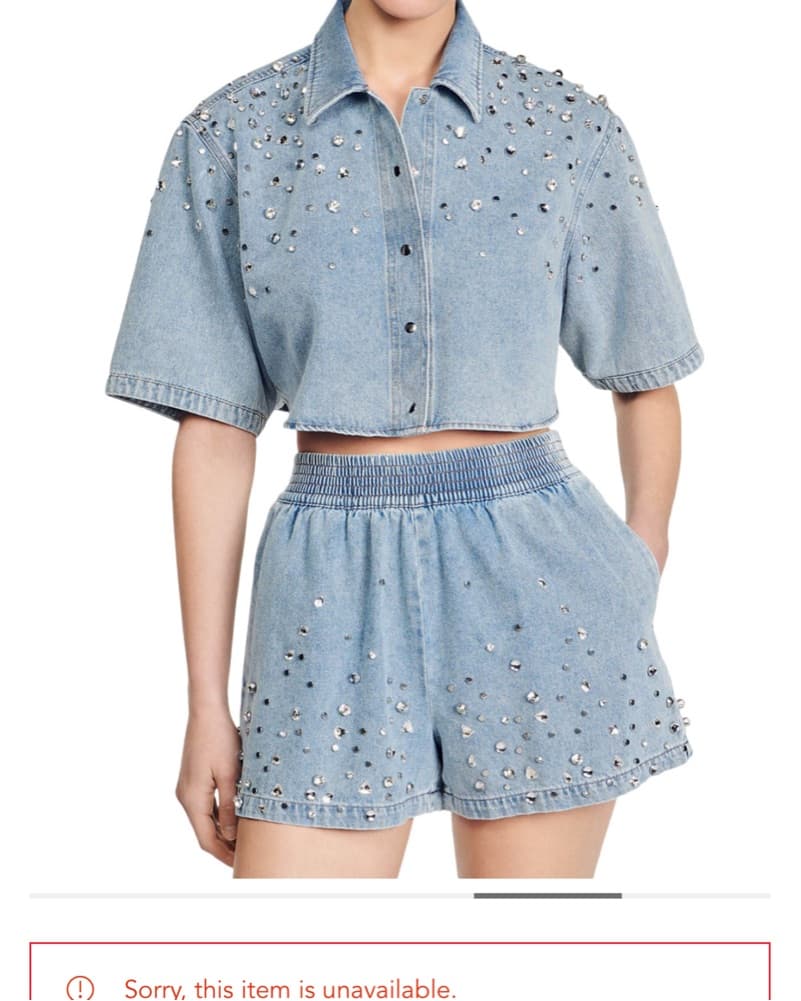 Sandro Rhinestone Denim Short Set  - Image 1