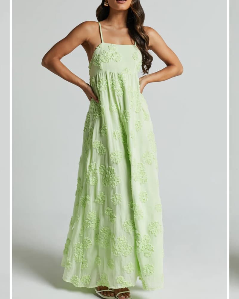 Floral Green Maxi Dress - Image 1