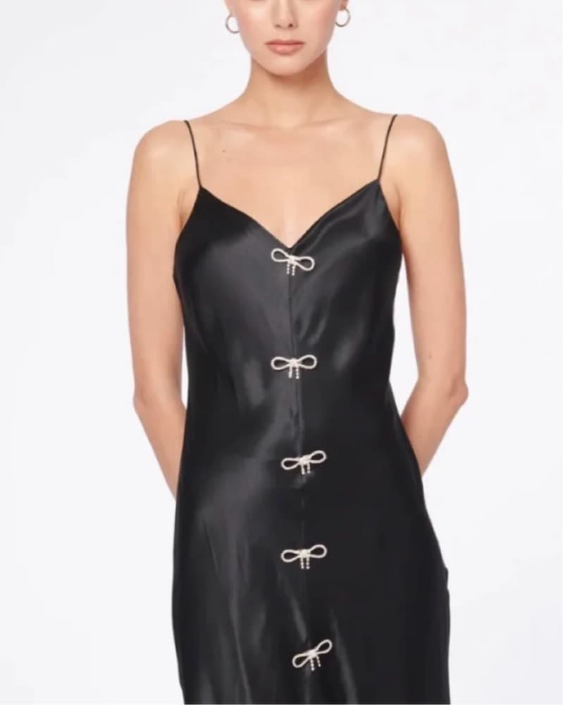 CAMI NYC Silk Midi Dress w/ Crystal Bows - Image 5