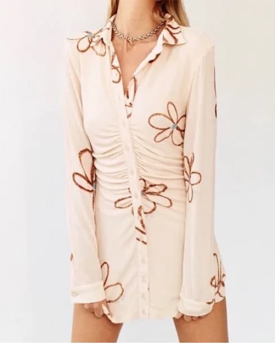 With Jean Long Sleeve Flower Dress - Image 4