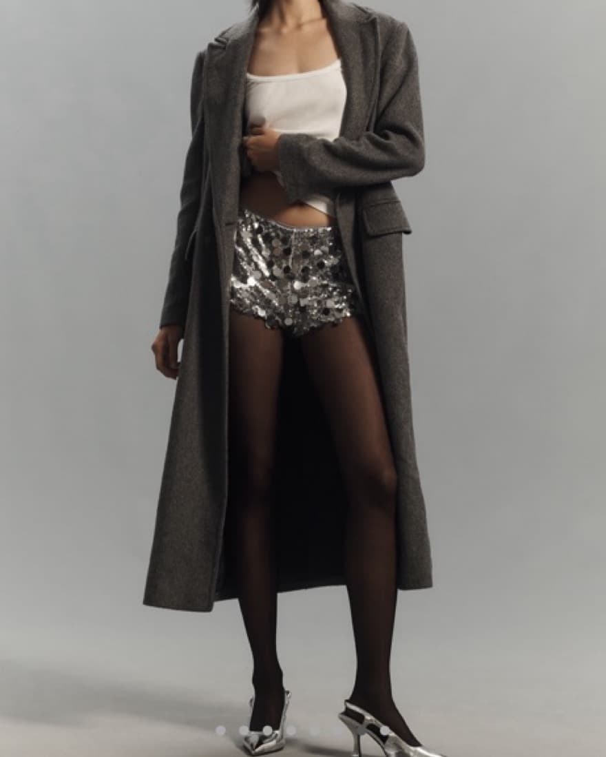 Silver sequin pierres micro shorts - Image 5