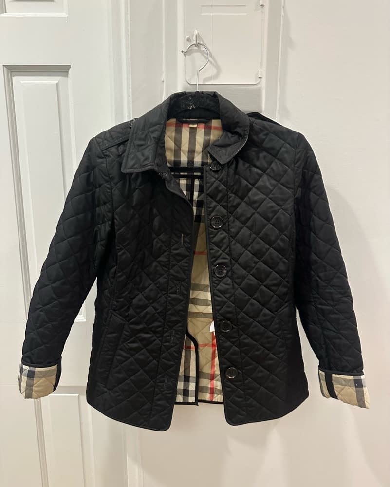 Black Burberry Quilted Coat - Image 1