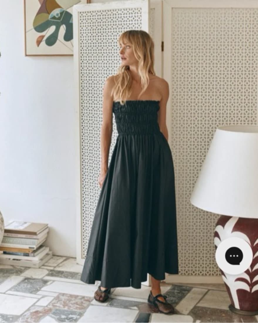 Black Midi Length Dress With Scrunch Top - Image 6