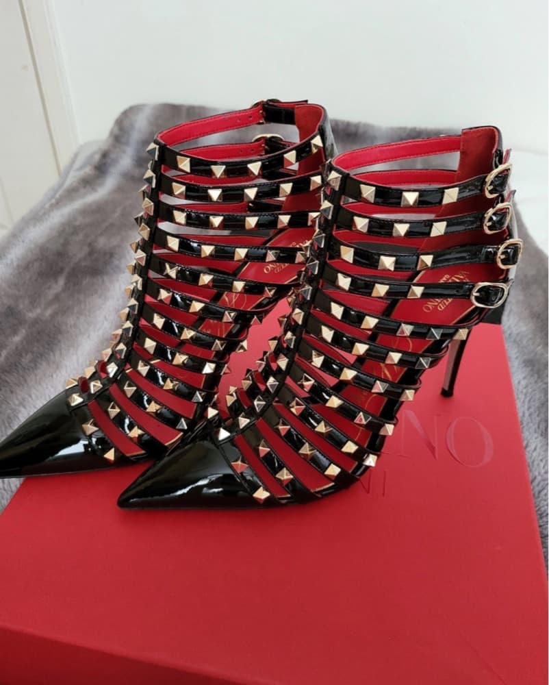 Valentino Rockstud Cage Black Booties  - Image 3