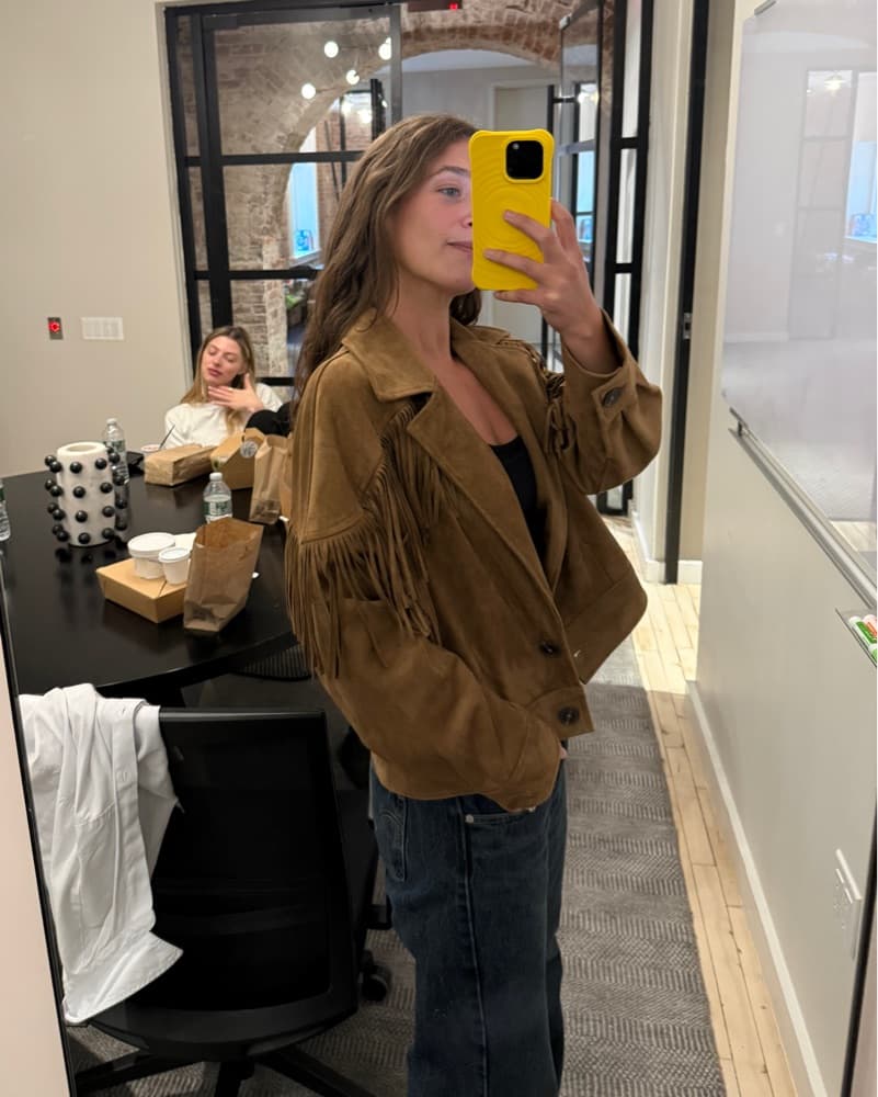 Fringe Faux Suede Jacket - Image 3