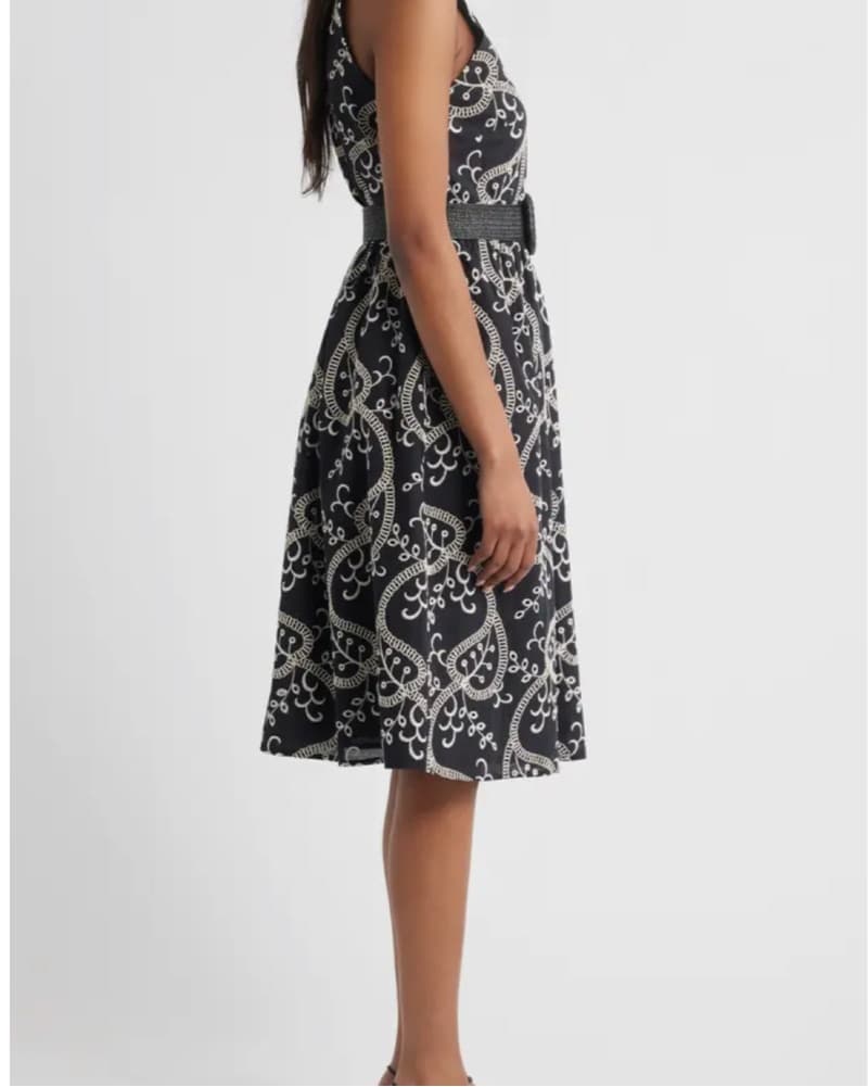 Elegant Patterned A-Line Dress - Image 2