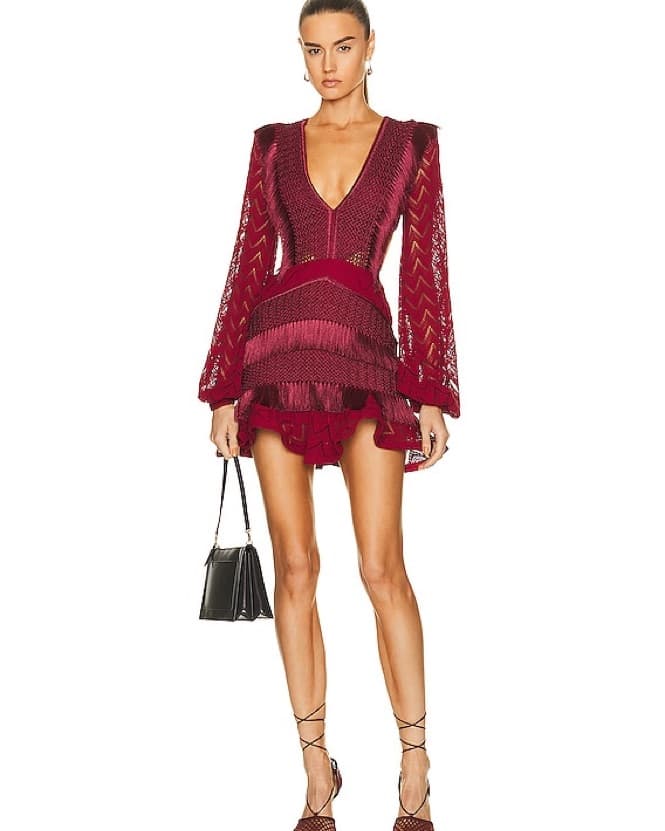 PatBo Fringe Cutout Mini Dress - Image 1