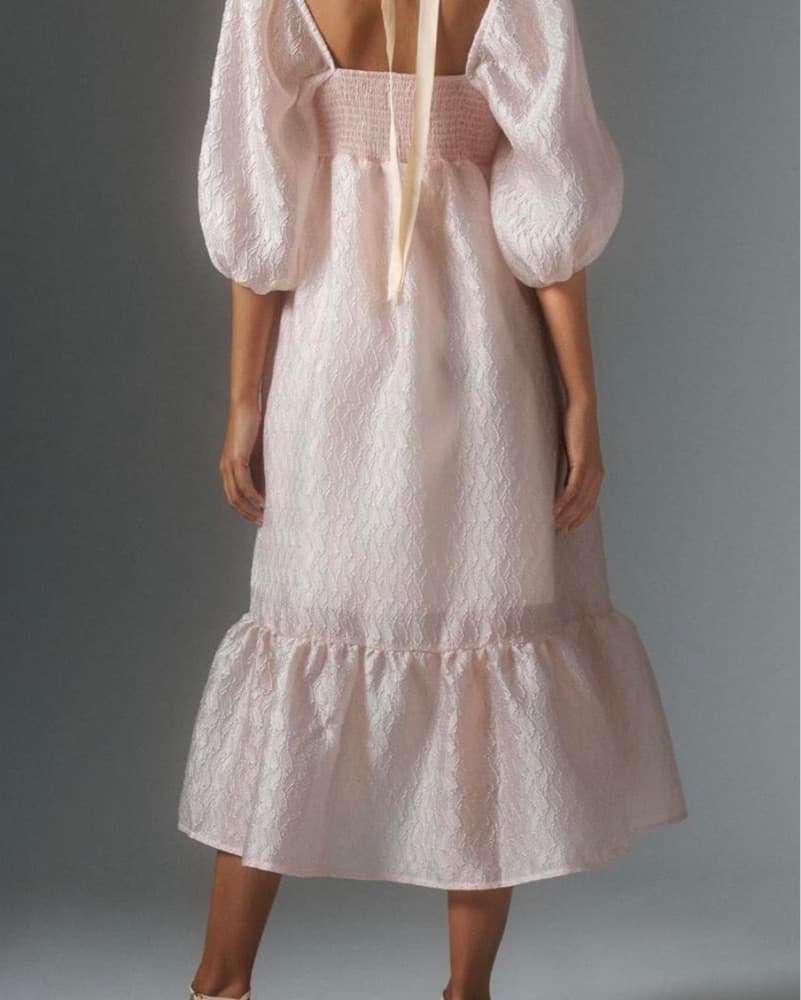 Anthropology Blush Puff Sleeve Dress - Image 2
