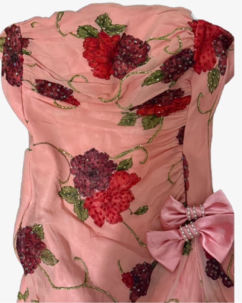 Vintage Silk Dress Beaded - Image 4