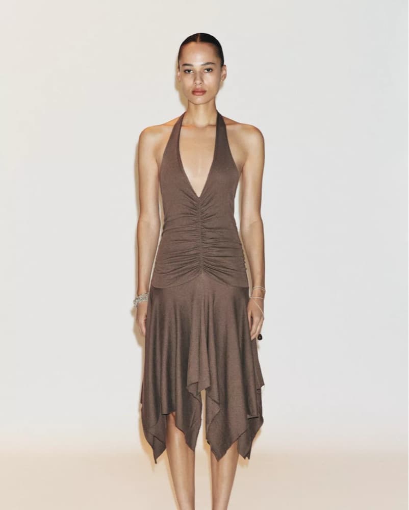 Zara Brown Assymetrical Dress - Image 1