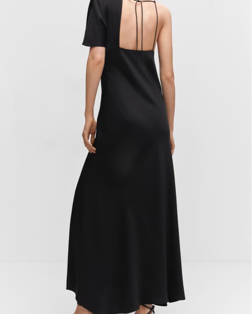 Asymmetrical Lace Satin Dress - Image 3