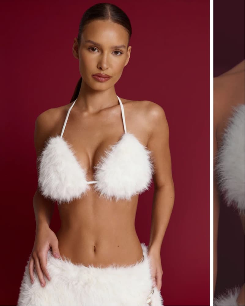 Oh Polly Faux Fur Triangle Bralette  - Image 3