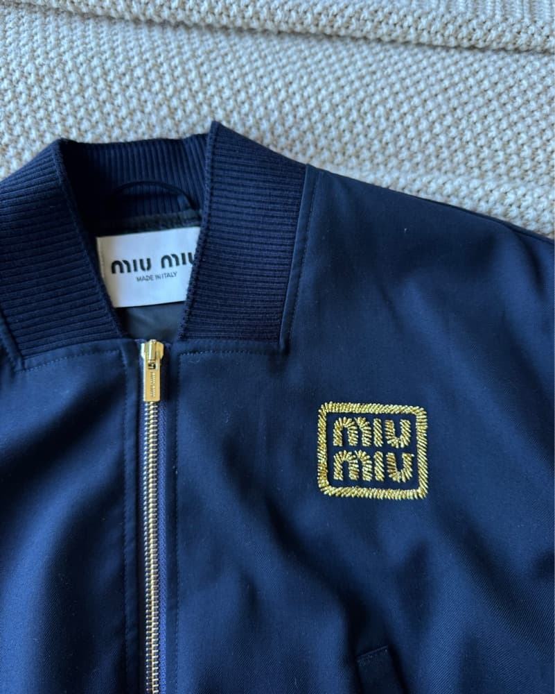 Miu Miu Navy Bomber Jacket  - Image 3