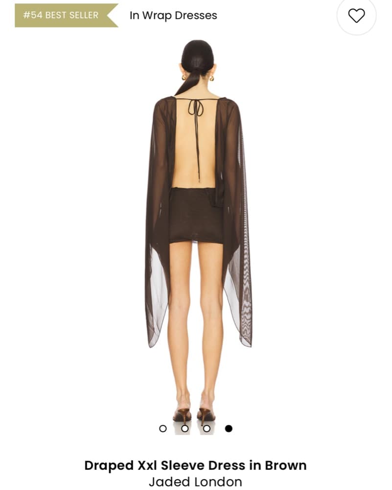 Draped Sleeve Dress in Brown - Image 2