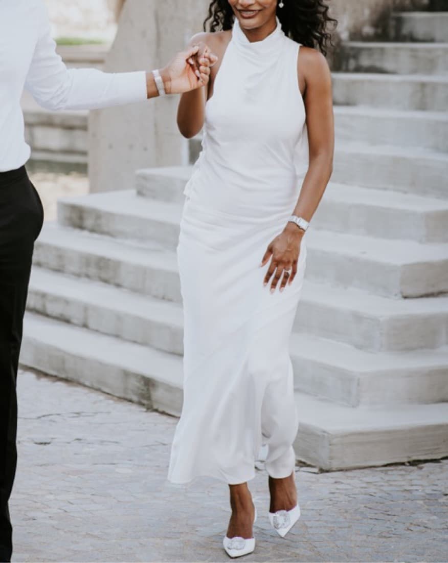 DISSH Aisle White Satin Maxi Dress  - Image 1