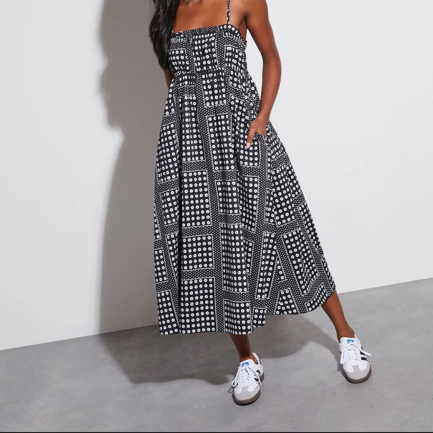 Coraine Cotton Printed Midi Dress - XS - Image 1