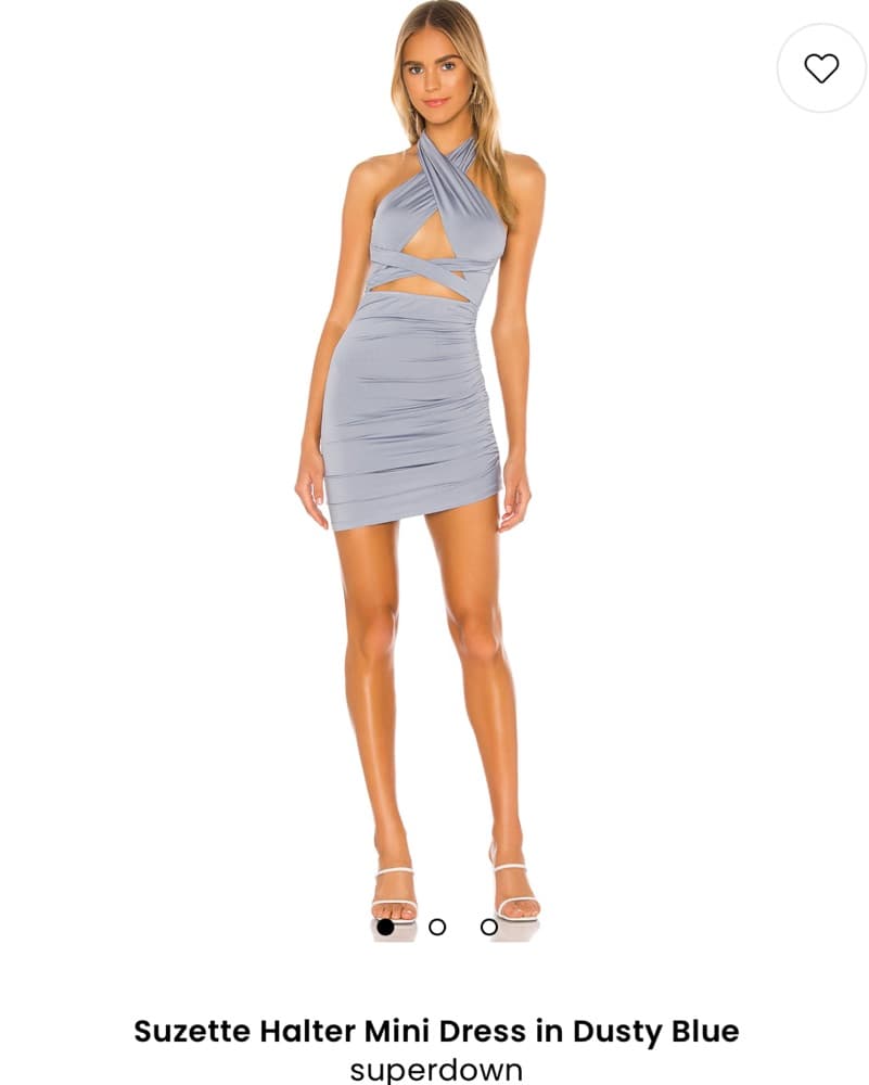 Suzette Halter Mini Dress in Dusty Blue - Image 1