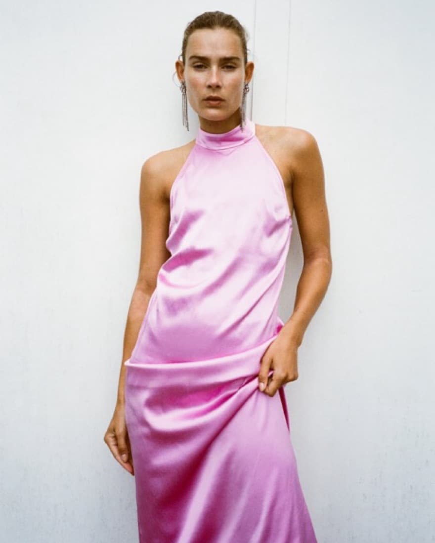 Pink Satin zara Dress - Image 2