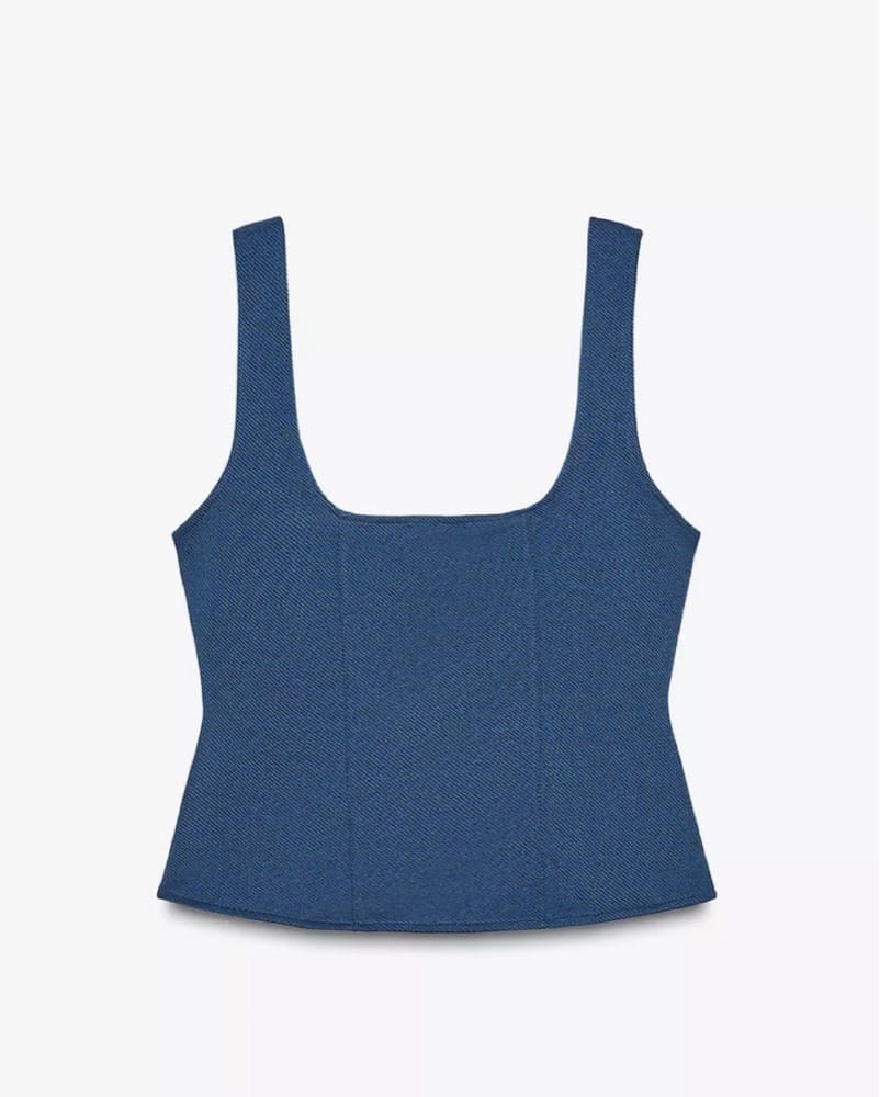 Blue Tank And Wide Leg Tailored Pant Set - Image 4