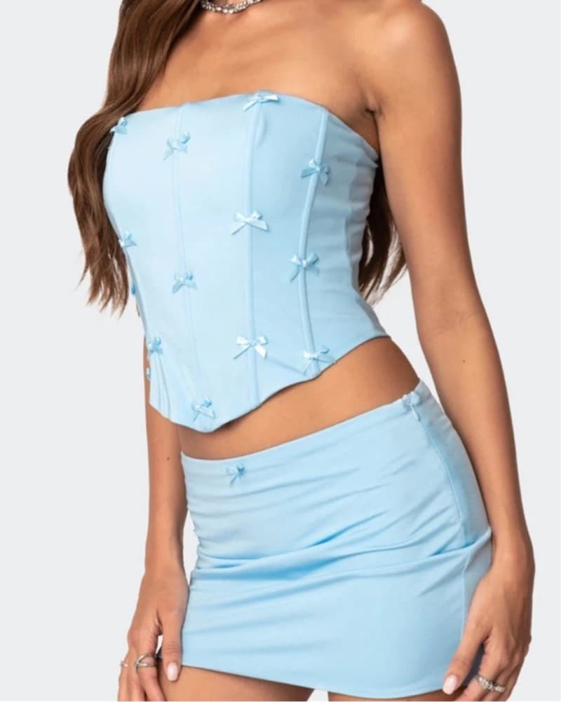 Baby Blue Bow Corset Top - Image 2