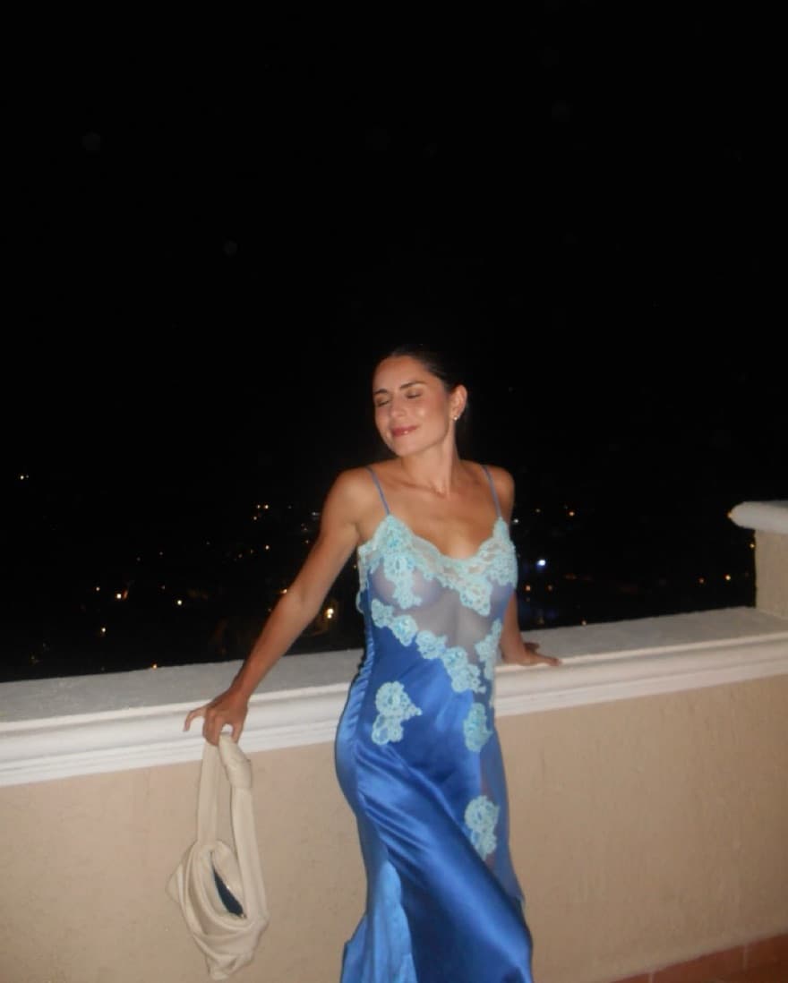 Blue lace and Pearls Dress - Image 3