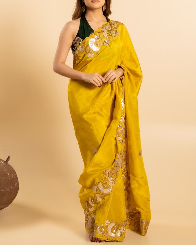 Yellow Pre Draped Saree XS-L - Image 2
