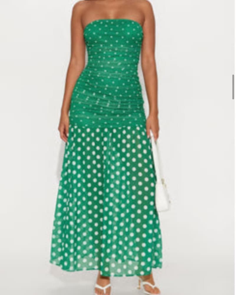 Green & White Polka Dot Dress - Image 1