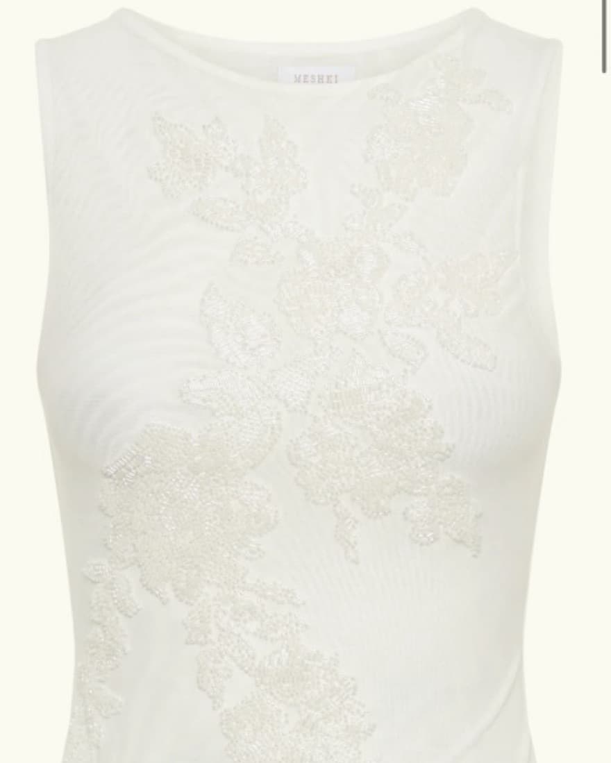 Meshki White Beaded Mesh Top - Image 3