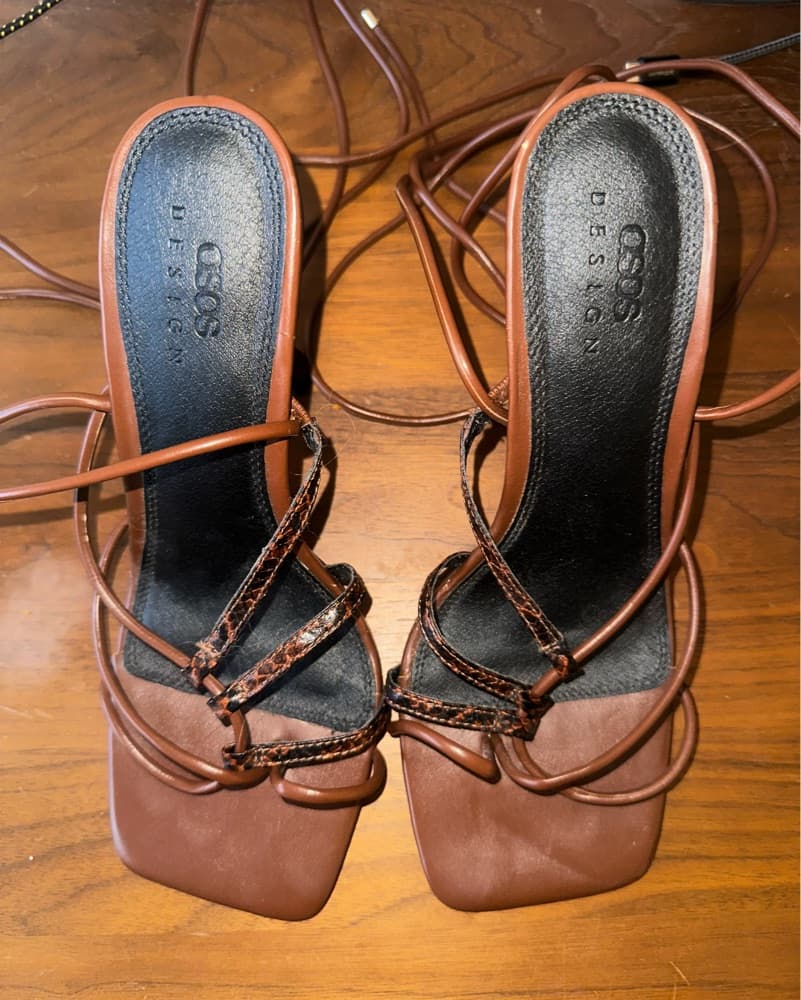 Stylish Strappy Brown Heels - Image 3