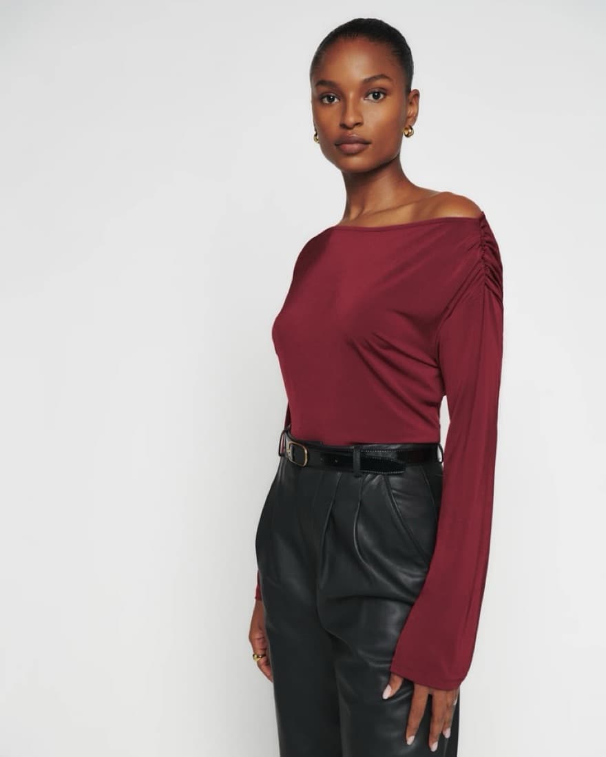 Reformation Jettie Knit Red Top - Image 4