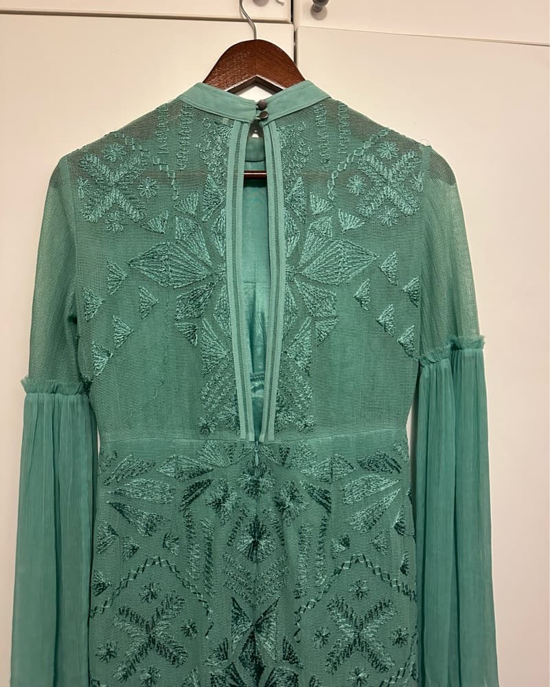 Turquose Long Sleeve Mini Dress - Image 2