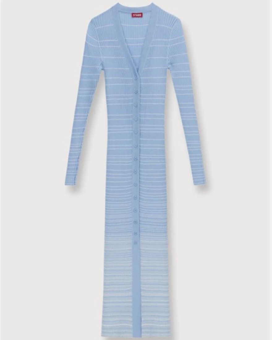 Staud Baby Blue Knit Midi Dress - Image 1