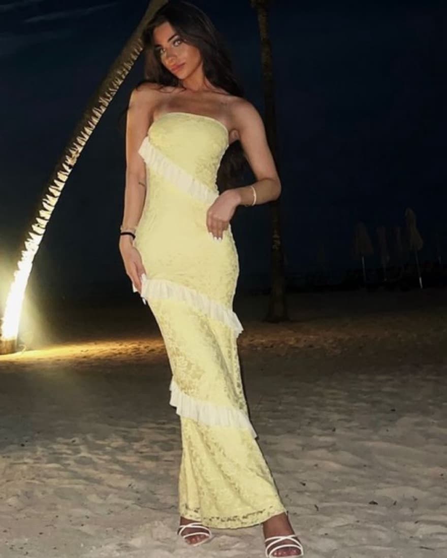 Yellow White Fox Maxi Dres - Image 3