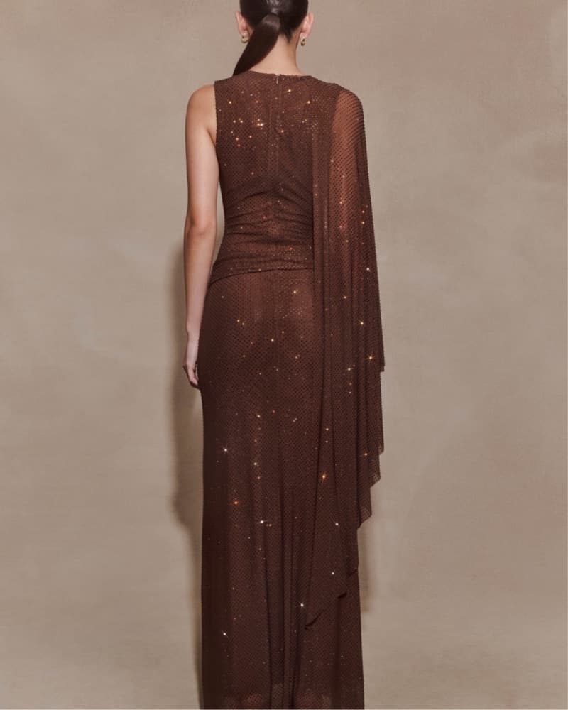 Sparkling Brown Sequin Gown - Image 2