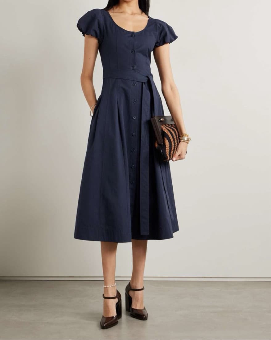 Ulla Johnson Belted Navy Midi Dress - Image 1