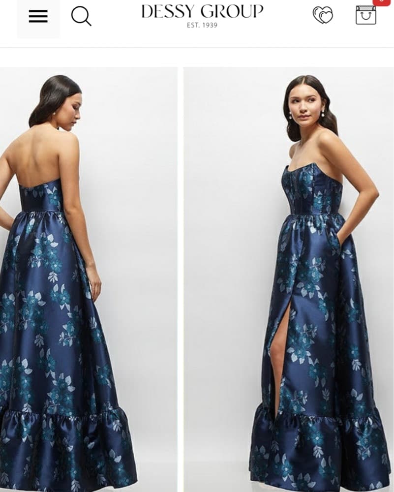 Dessy Collection Damask Strapless Gown - Image 1