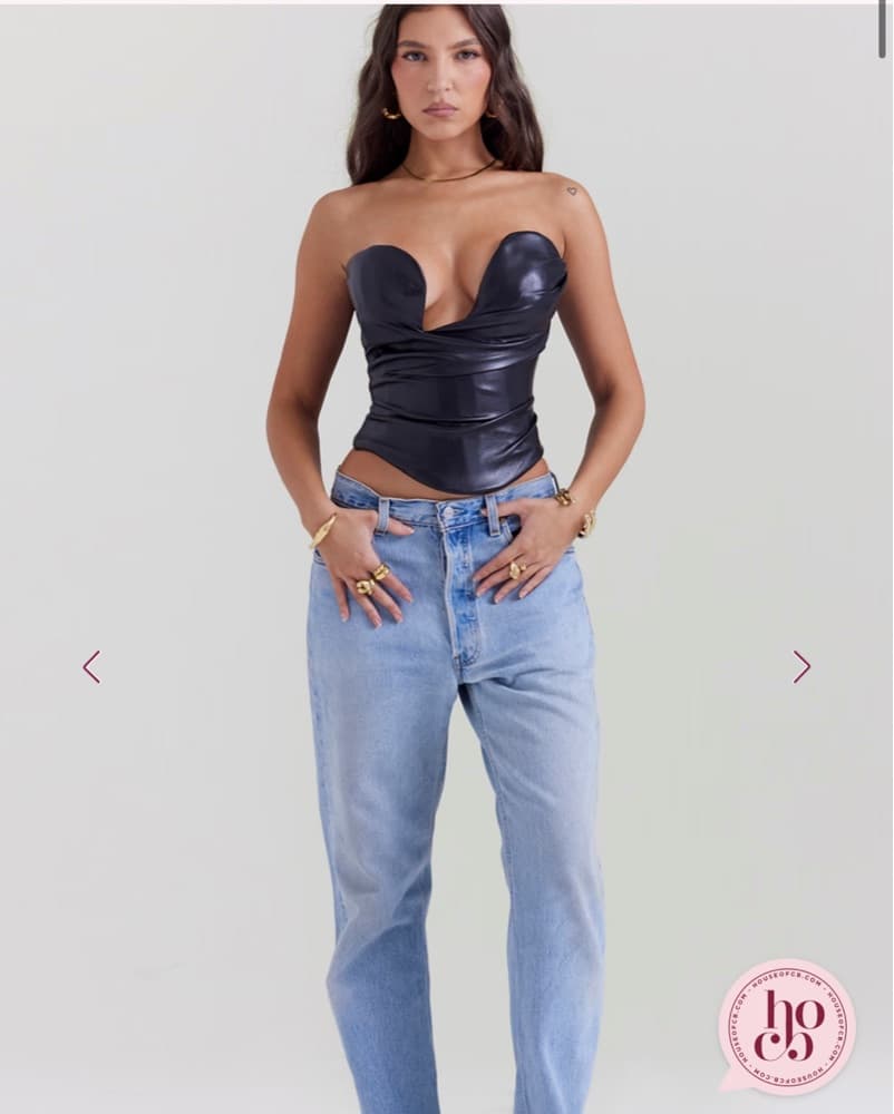 House Of CB black Leather Saffira Corset - Image 2