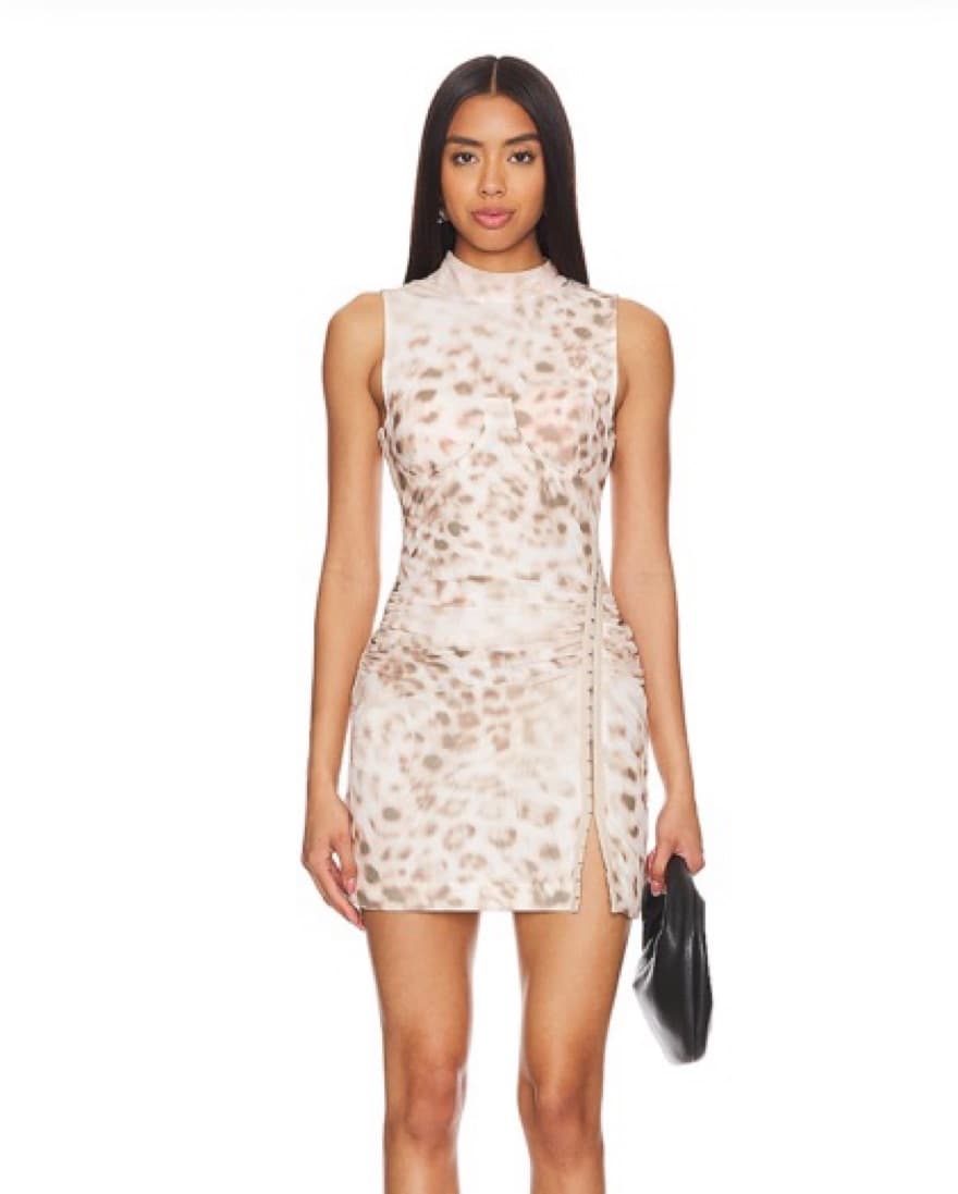 Snow Leopard Print Mini Dress - Image 1